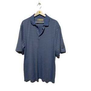 Donald Ross Golf Polo‎ Shirt Men's XL Blue White Striped Short Sleeve